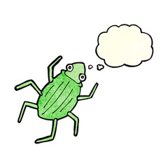 cartoon bug with thought bubble