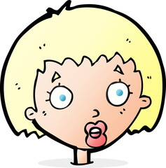 cartoon surprised female face