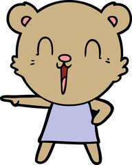 happy cartoon bear pointing
