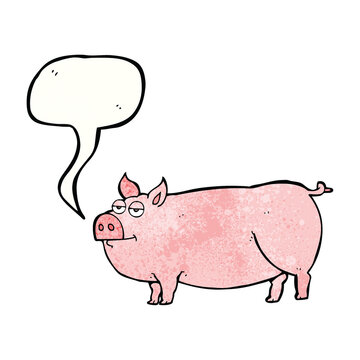 freehand speech bubble textured cartoon huge pig