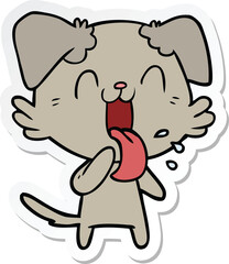 sticker of a cartoon panting dog