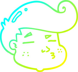 cold gradient line drawing of a cartoon boy's face