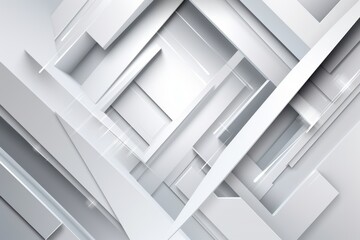 Abstract white and grey geometric technology modern design, Generative ai