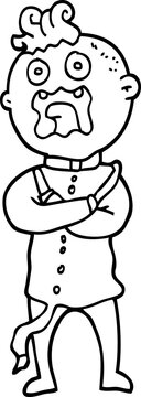 black and white cartoon mad man