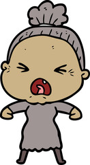 cartoon angry old woman