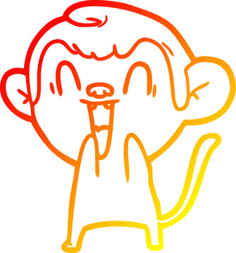recommend clip art: warm gradient line drawing of a cartoon laughing monkey