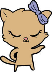 cute cartoon cat with bow
