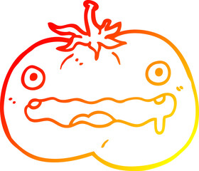 warm gradient line drawing of a cartoon tomato