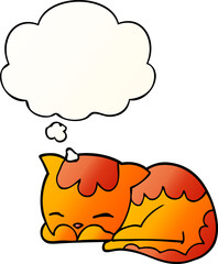 cartoon cat sleeping with thought bubble in smooth gradient style