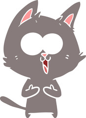 funny flat color style cartoon cat