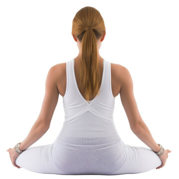 Woman Doing Yoga Isolated On Transparent Background Cutout