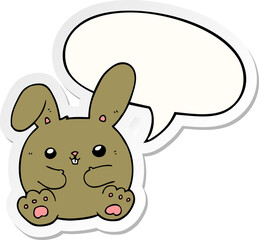 cartoon rabbit with speech bubble sticker
