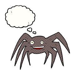 freehand drawn thought bubble cartoon happy spider