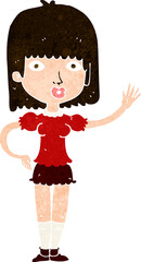 cartoon woman waving