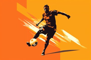 Fototapeta na wymiar Soccer player striking a ball, colorful vector image. Beautiful illustration picture. Generative AI