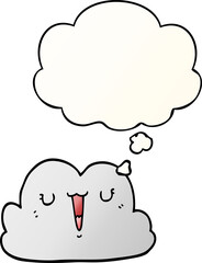 cute cartoon cloud with thought bubble in smooth gradient style