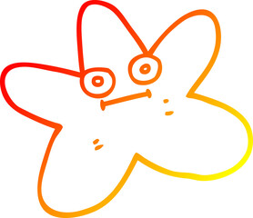 warm gradient line drawing of a cartoon star fish
