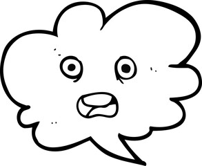 freehand drawn black and white cartoon shocked speech bubble