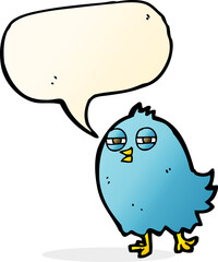 funny cartoon bird with speech bubble