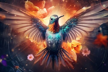 Surrealistic image of hummingbird. Beautiful illustration picture. Generative AI
