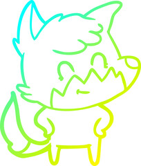 Obraz premium cold gradient line drawing of a cartoon friendly fox