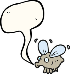 freehand drawn speech bubble cartoon fly