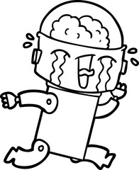cartoon crying robot