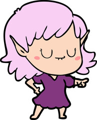 Obraz premium happy cartoon elf girl wearing dress