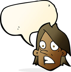 cartoon frightened face with speech bubble