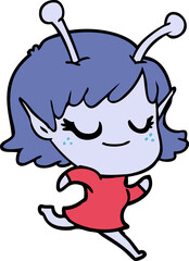 Fototapeta premium smiling alien girl cartoon running