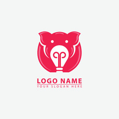 elegant lamp pig logo icon.