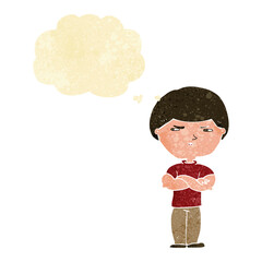 cartoon grumpy man with thought bubble