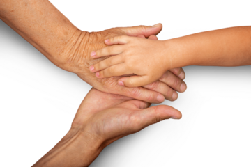Elderly and Child Hands Holding Together