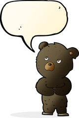 cartoon black bear cub with speech bubble
