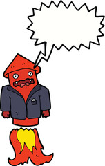 cartoon firework in business suit with speech bubble