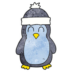 freehand textured cartoon penguin
