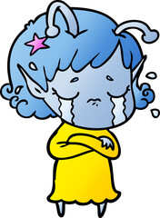 cartoon crying alien girl
