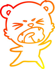 warm gradient line drawing of a angry cartoon bear