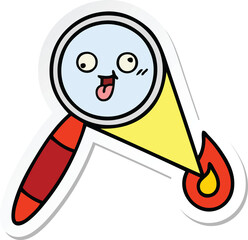 sticker of a cute cartoon magnifying glass
