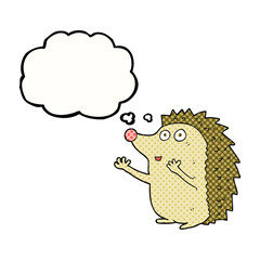 freehand drawn thought bubble cartoon cute hedgehog