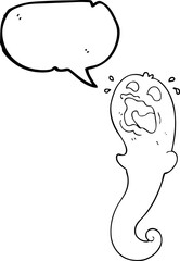 freehand drawn speech bubble cartoon halloween ghost