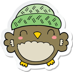 sticker of a cute cartoon owl in hat