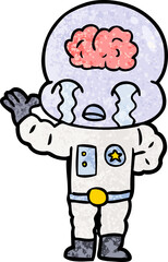 cartoon big brain alien crying