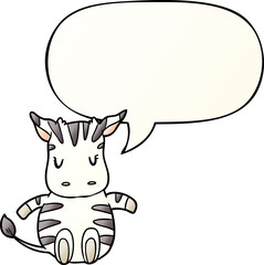 cute cartoon zebra with speech bubble in smooth gradient style