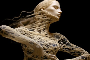 Woman that made of strings. Beautiful illustration picture. Generative AI