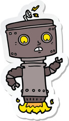 sticker of a cartoon robot hovering