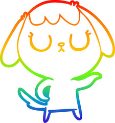 rainbow gradient line drawing of a cute cartoon dog