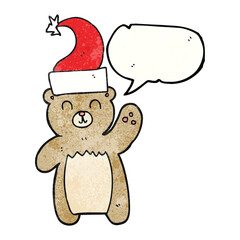 freehand drawing of a cartoon teddy bear waving