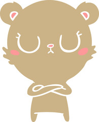 peaceful flat color style cartoon bear cub
