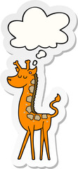 cartoon giraffe with thought bubble as a printed sticker